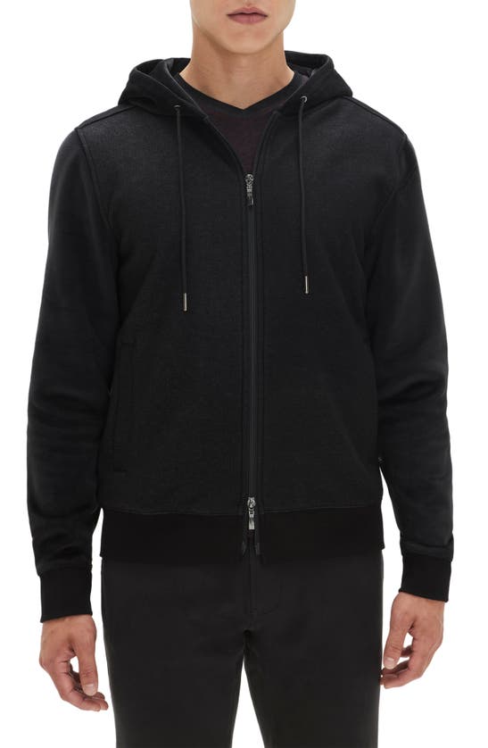 Robert Barakett Carter Mixed Knit Zip Hoodie In Black