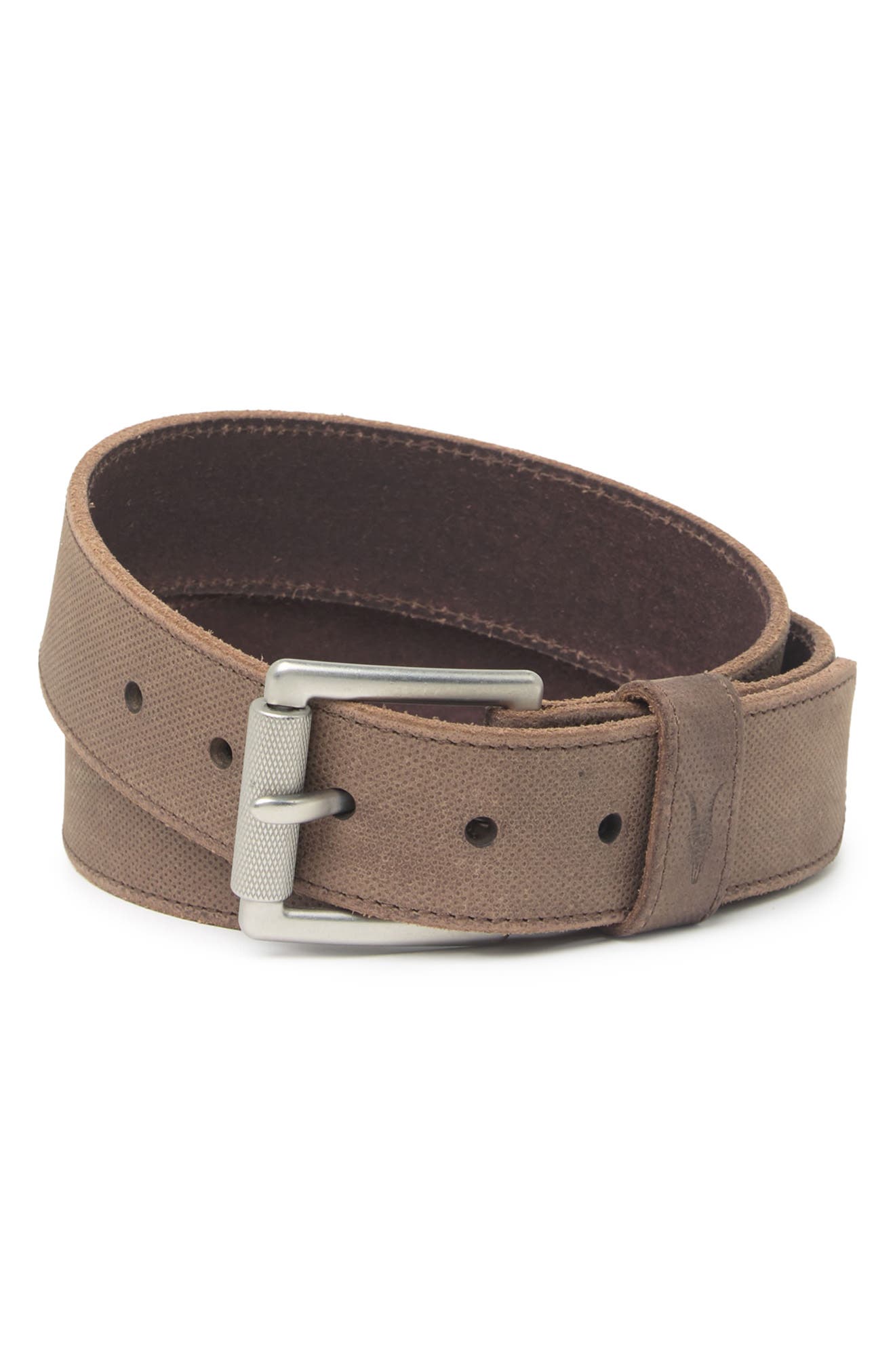 Allsaints Textured Leather Belt In Taupe