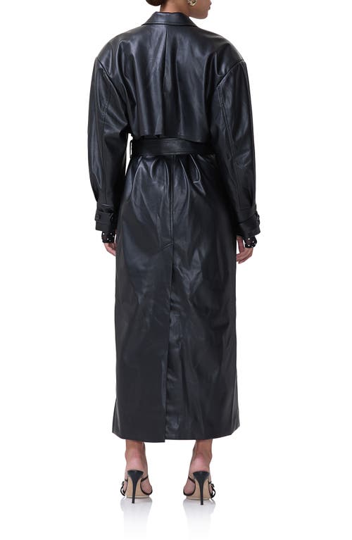 Shop Afrm Saint Faux Leather Trench Coat In Noir Pu