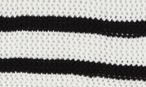 Freshman Kids' Square Neck Stripe Open Knit Sweater In Black/egret