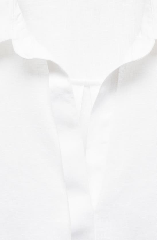 Shop Mango Button-up Linen Shirt In White