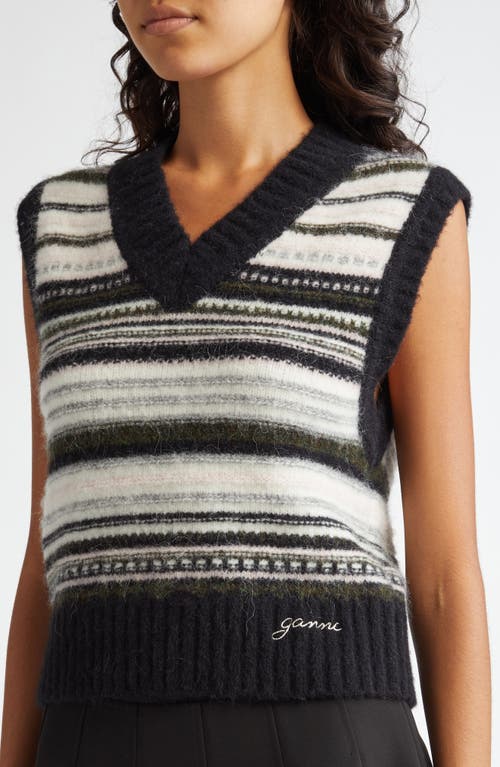 Shop Ganni Stripe Sweater Vest In Black