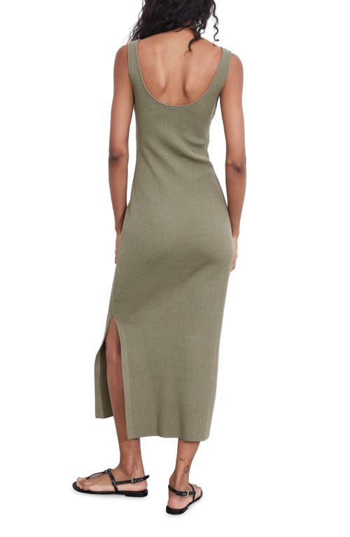 Shop & Other Stories Rib Cotton & Linen Blend Tank Dress In Khaki Green Medium D