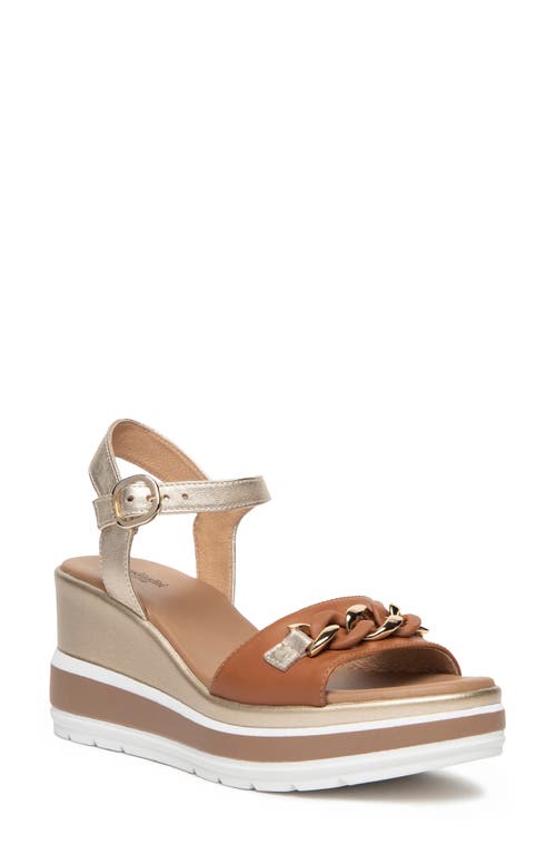 Chain Ankle Strap Platform Wedge Sandal in Brown