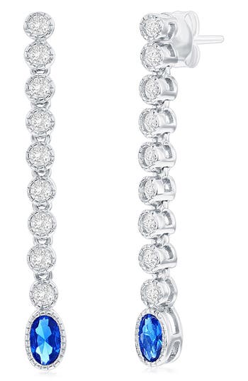 Shop Simona Beaded Oval & Round Drop Earrings In Sapphire