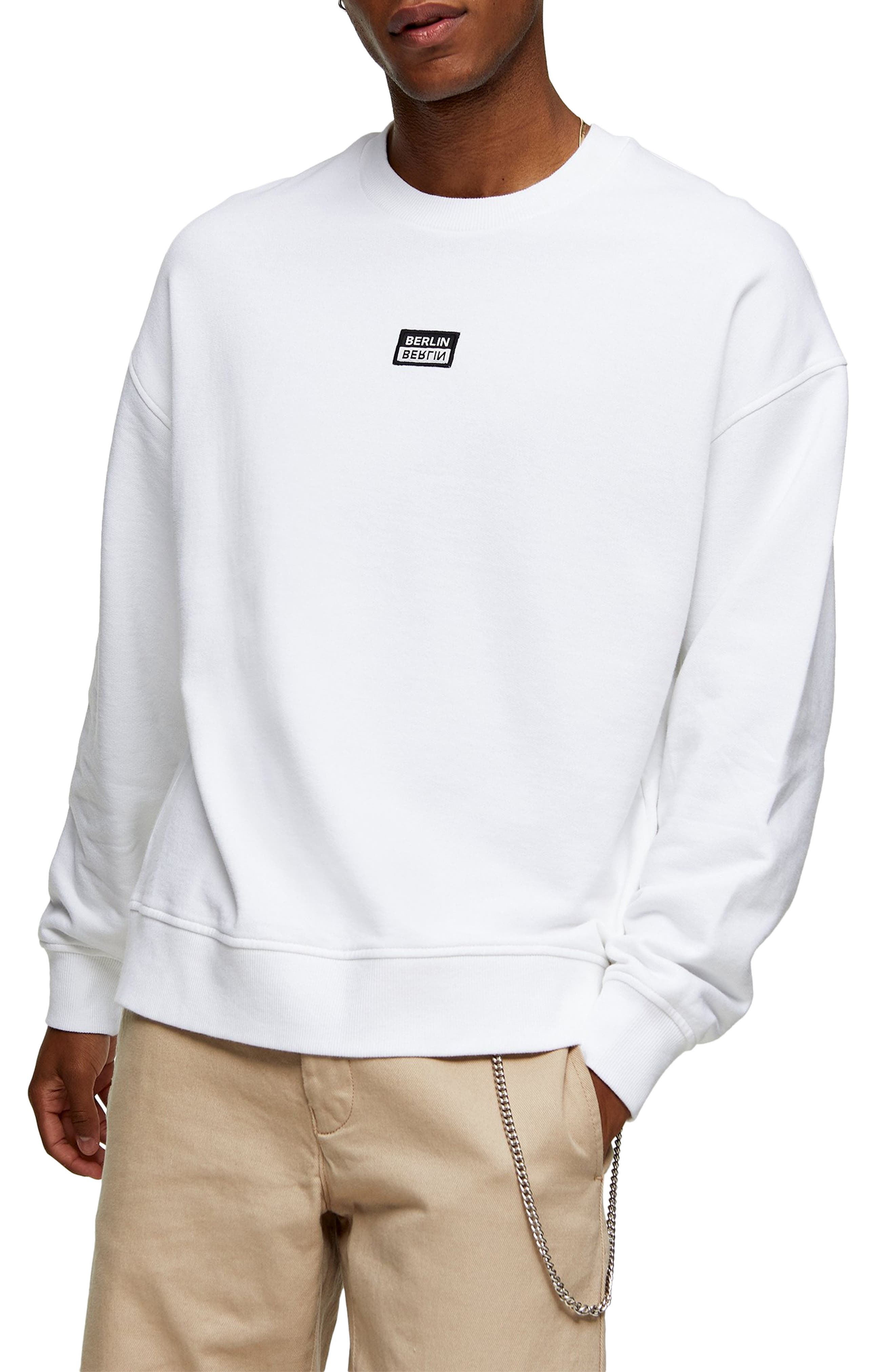 chanel patch oversized crewneck sweatshirt