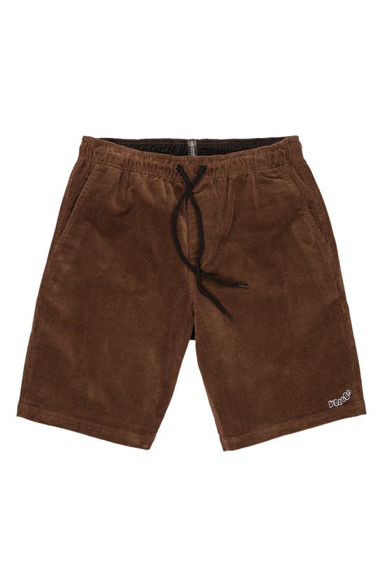 Volcom Outer Spaced Stretch Cotton Corduroy Shorts In Burro Brown