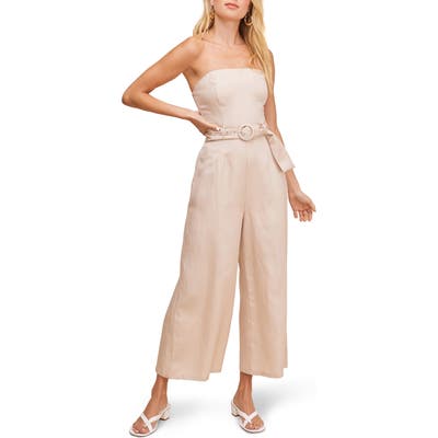 Astr The Label Kona Strapless Wide Leg Crop Jumpsuit, Ivory