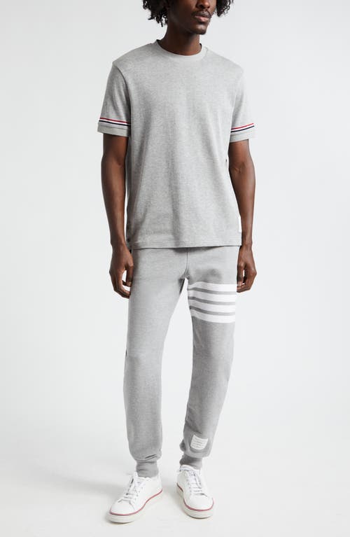 Shop Thom Browne Stripe Jogger Pants In Heather Grey/white