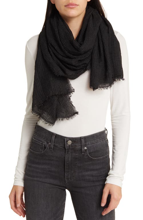 Tasha Crinkle Fringe Scarf in Black 