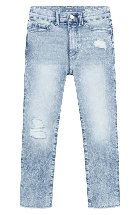 Dl1961 Kids' Emie Straight Leg Jeans In Lt Seaglass Distressed