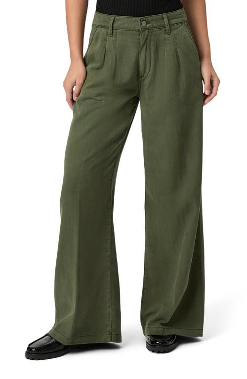 Paige Aurora Pleated Wide Leg Pants In Vintage Forester Green