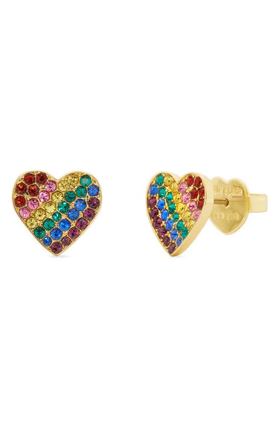 Shop Kate Spade Cubic Zirconia Heart Stud Earrings In Multi