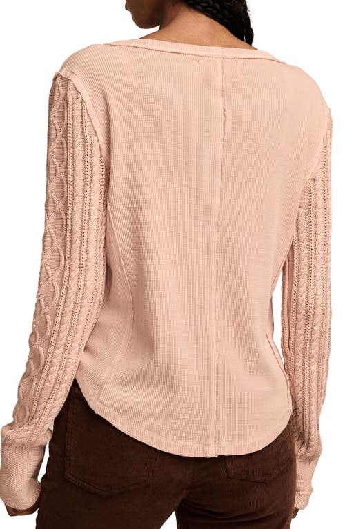 Shop Lucky Brand Textured Sleeve Mixed Media Henley In Rose Smoke