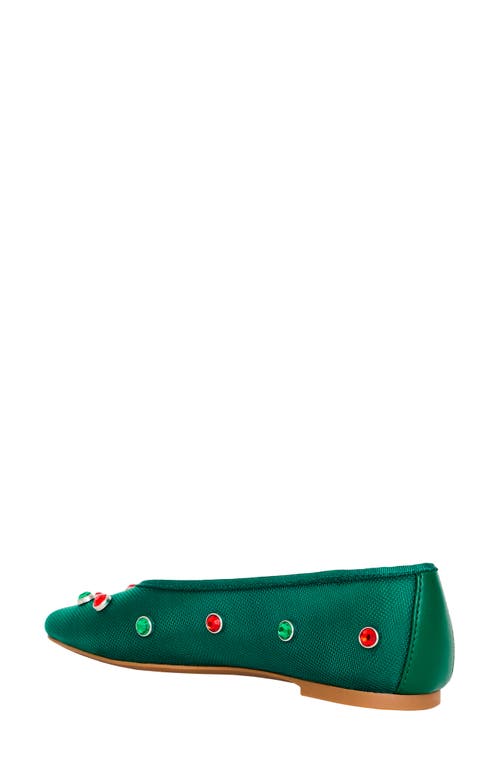 Shop Katy Perry The Evie High Crystal Ballet Flat In Holiday Green