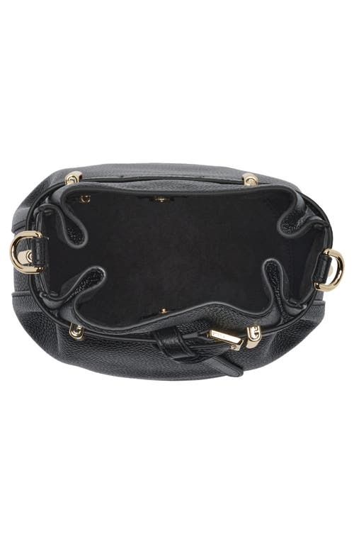 Furla Aura Mini Drawstring Leather Bucket Bag In Nero