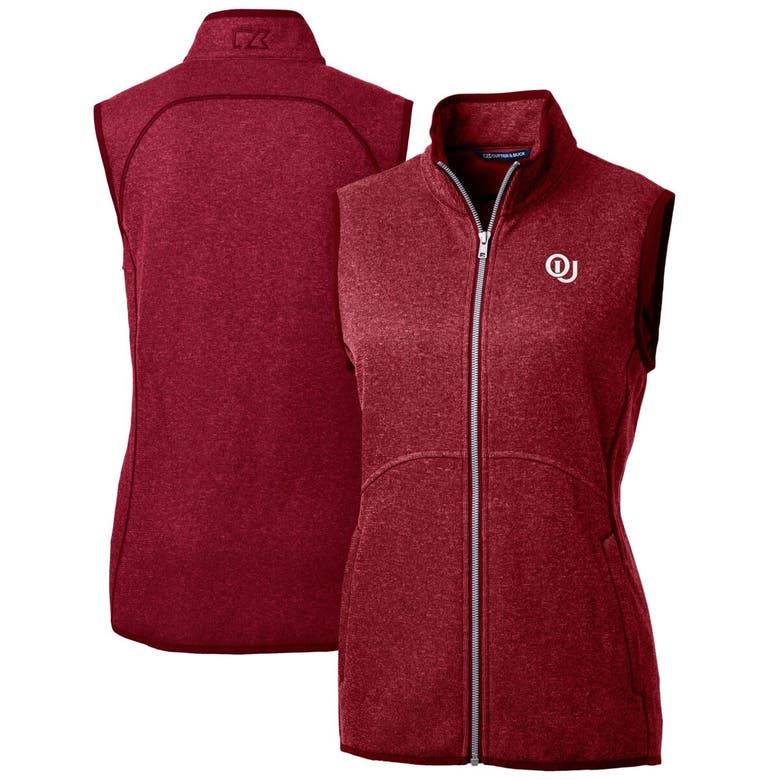 Shop Cutter & Buck Heather Crimson Oklahoma Sooners Mainsail Sweater-knit Full-zip Vest