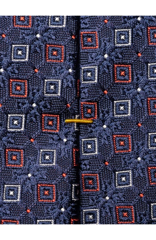 Shop Eton Geometric Medallion Silk Tie In Navy