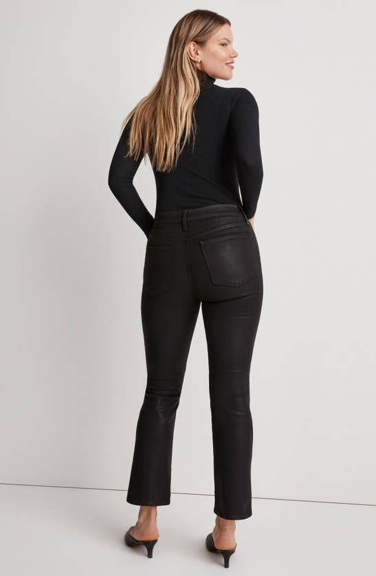 Shop Madewell Kick Out Coated Crop Jeans In True Black