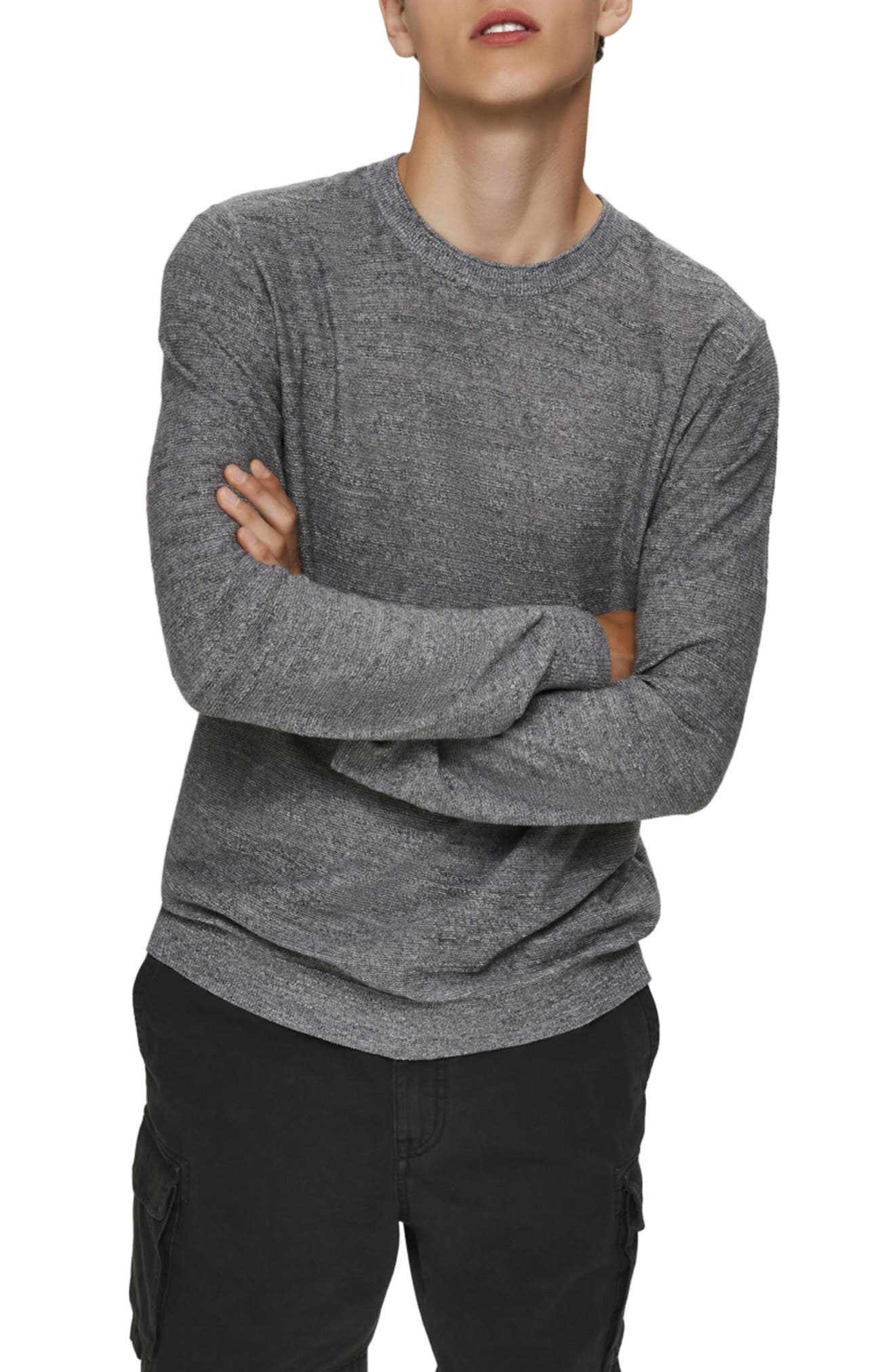 Selected Homme Buddy Slub Crewneck Sweater In Medium Grey Melange