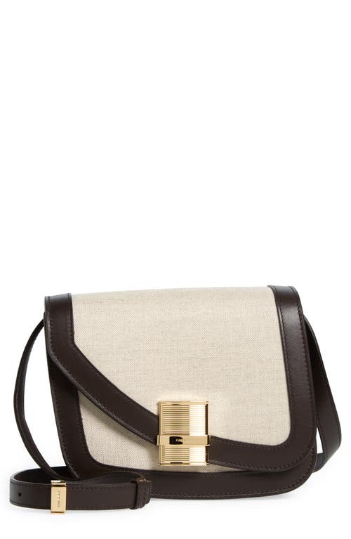 FERRAGAMO Fiamma Canvas & Leather Crossbody Bag in Naturale at Nordstrom