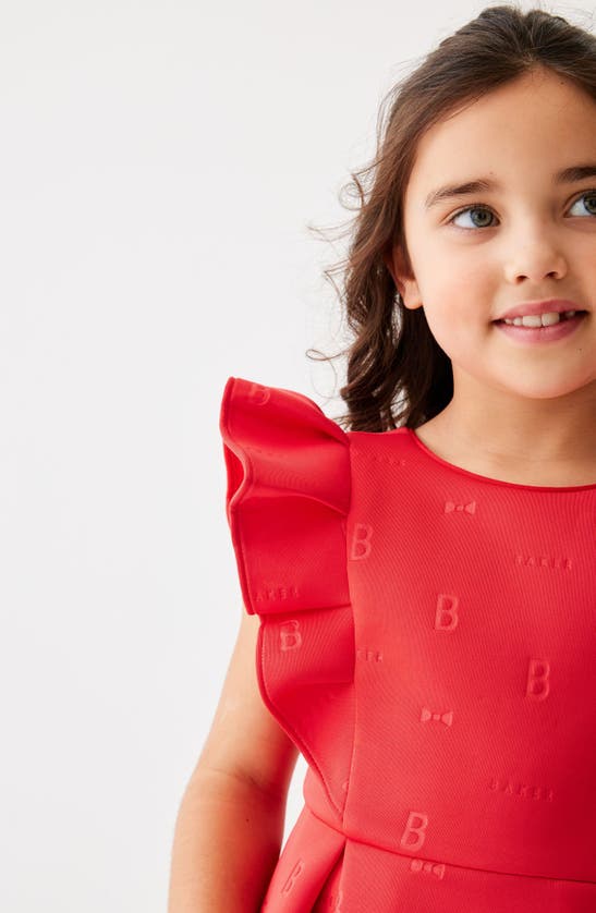 Shop Baker By Ted Baker Kids' Ruffle Shoulder Scuba Dress In Red