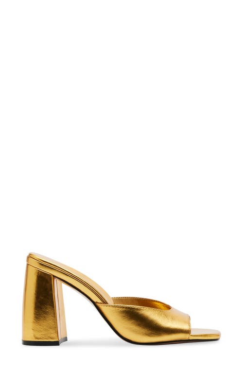 Shop Steve Madden Mania Block Heel Sandal In Gold Leather