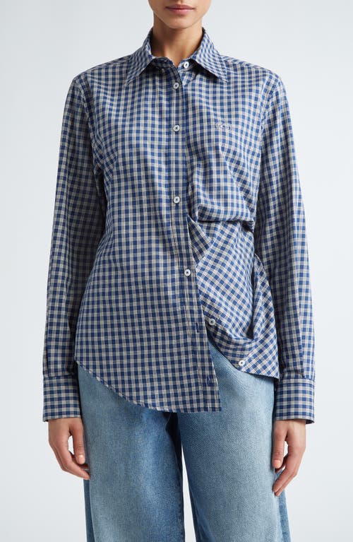 Commission Ivy Plaid Twisted Cotton Button-Up Shirt Blue at Nordstrom,