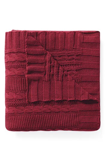 Vcny Home Dublin Cable Knit Throw Blanket In Red