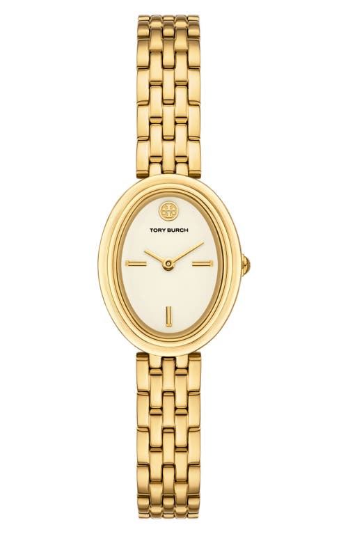 Tory Burch Women's The Oval Gold-tone Stainless Steel Bracelet Watch 22mm In Gold