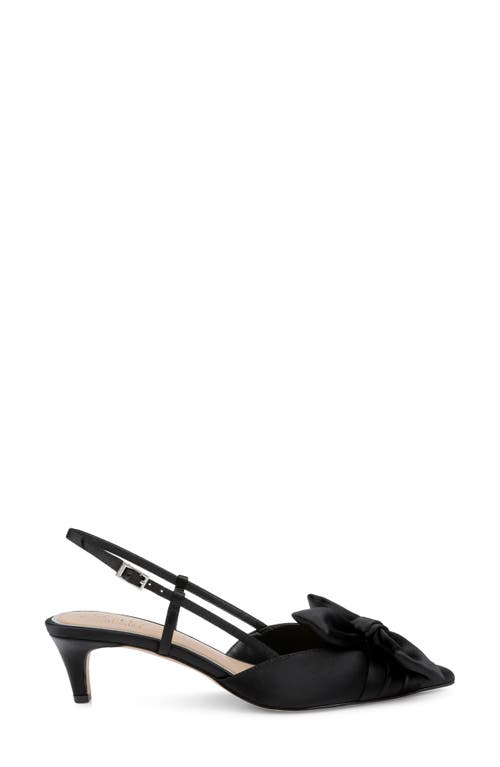 Jewel Badgley Mischka Favor Ankle Strap Pointed Toe Kitten Heel Pump In Black Satin