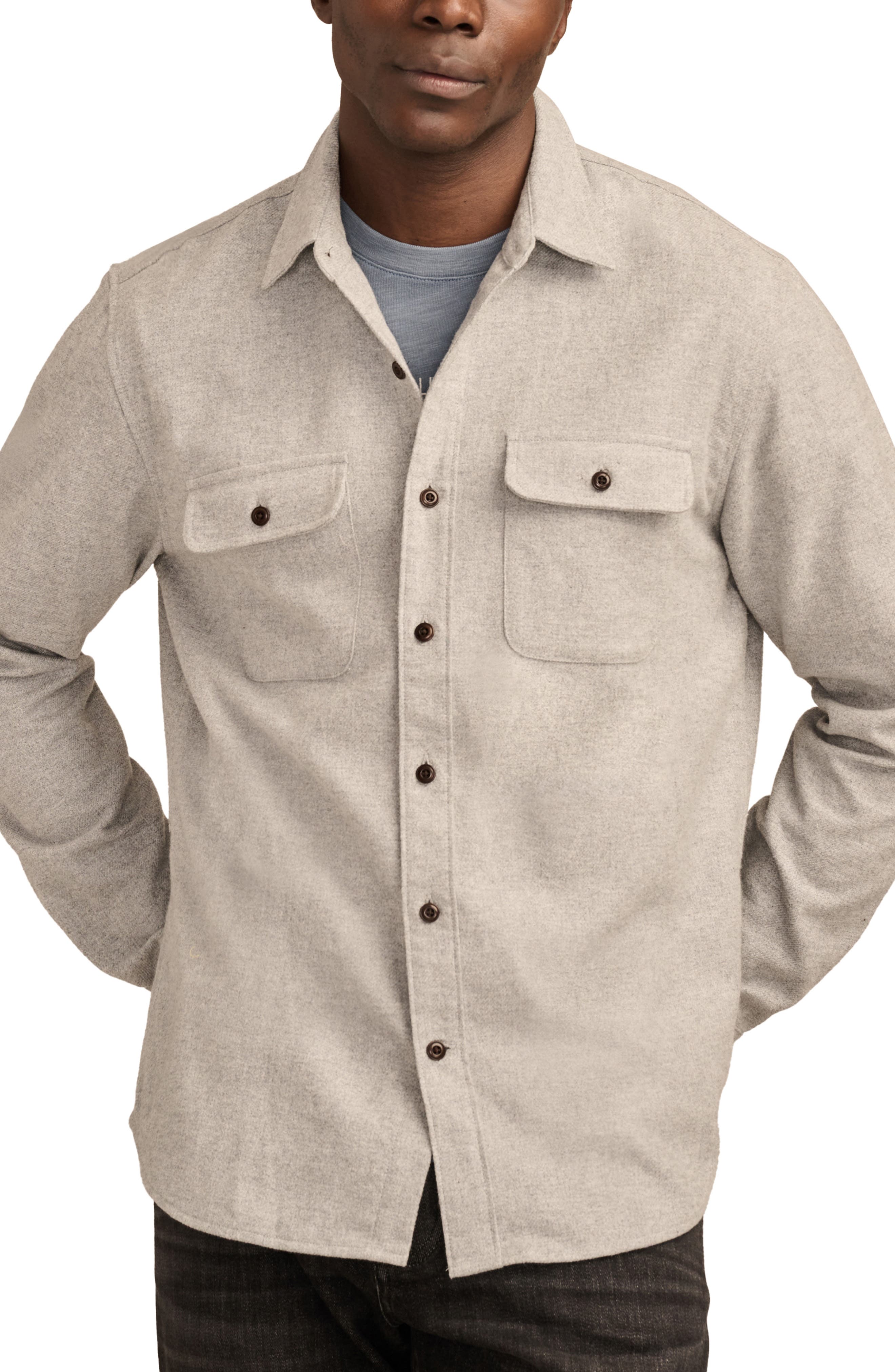 Lucky Brand Sof Cloud Flannel Button-Up Shirt in Heather Grey 