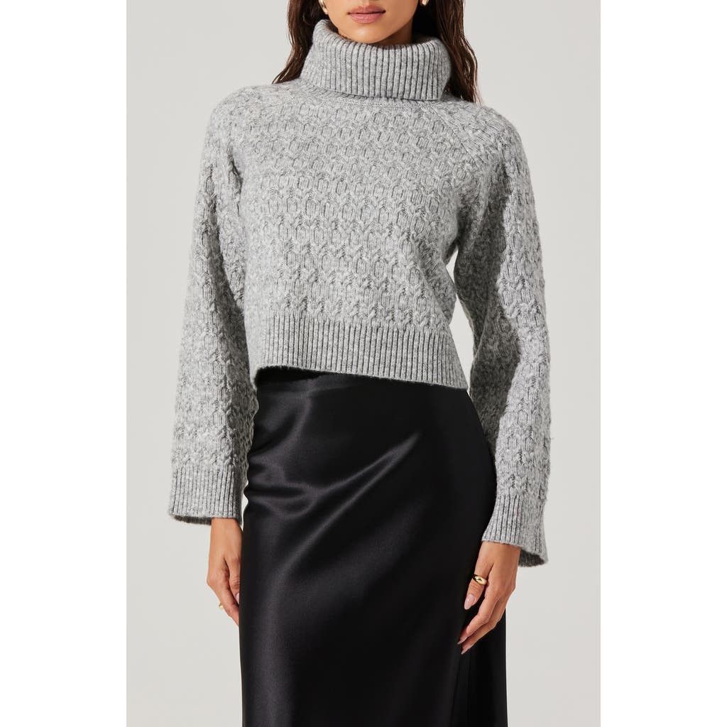 ASTR ASTR THE LABEL TEXTURED STITCH CROP TURTLENECK SWEATER