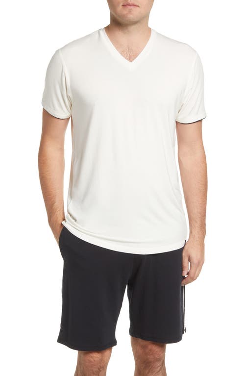 BEDFELLOW Men's V-Neck Pajama T-Shirt in Whisper White