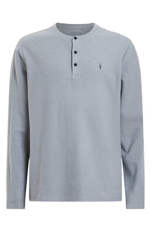 Shop Allsaints Rowe Long Sleeve Cotton Henley In Gunmetal Grey