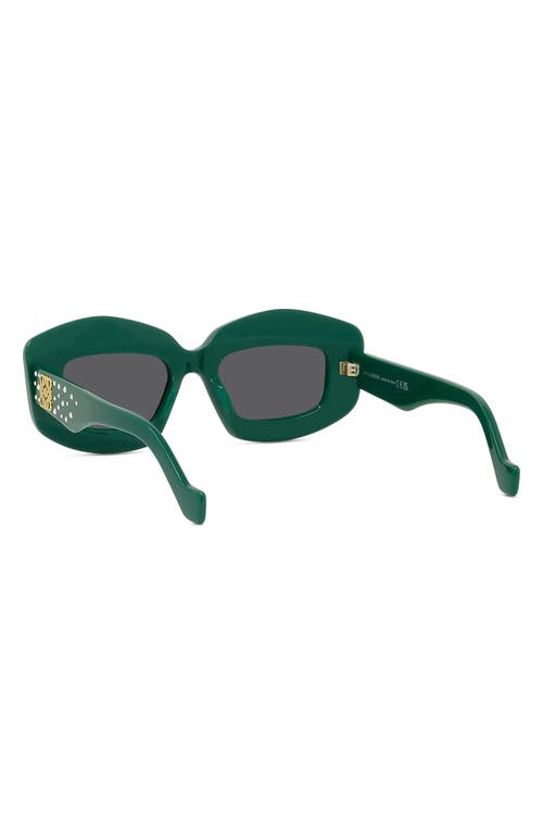 Shop Loewe Anagram 49mm Rectangular Sunglasses In Shiny Dark Green/smoke