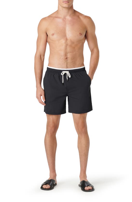 Shop Bugatchi Quinn Swim Trunks In Black