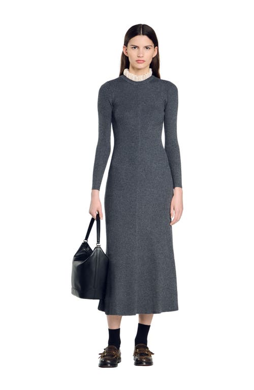 Shop Sandro Knit Maxi Dress In Dark Grey