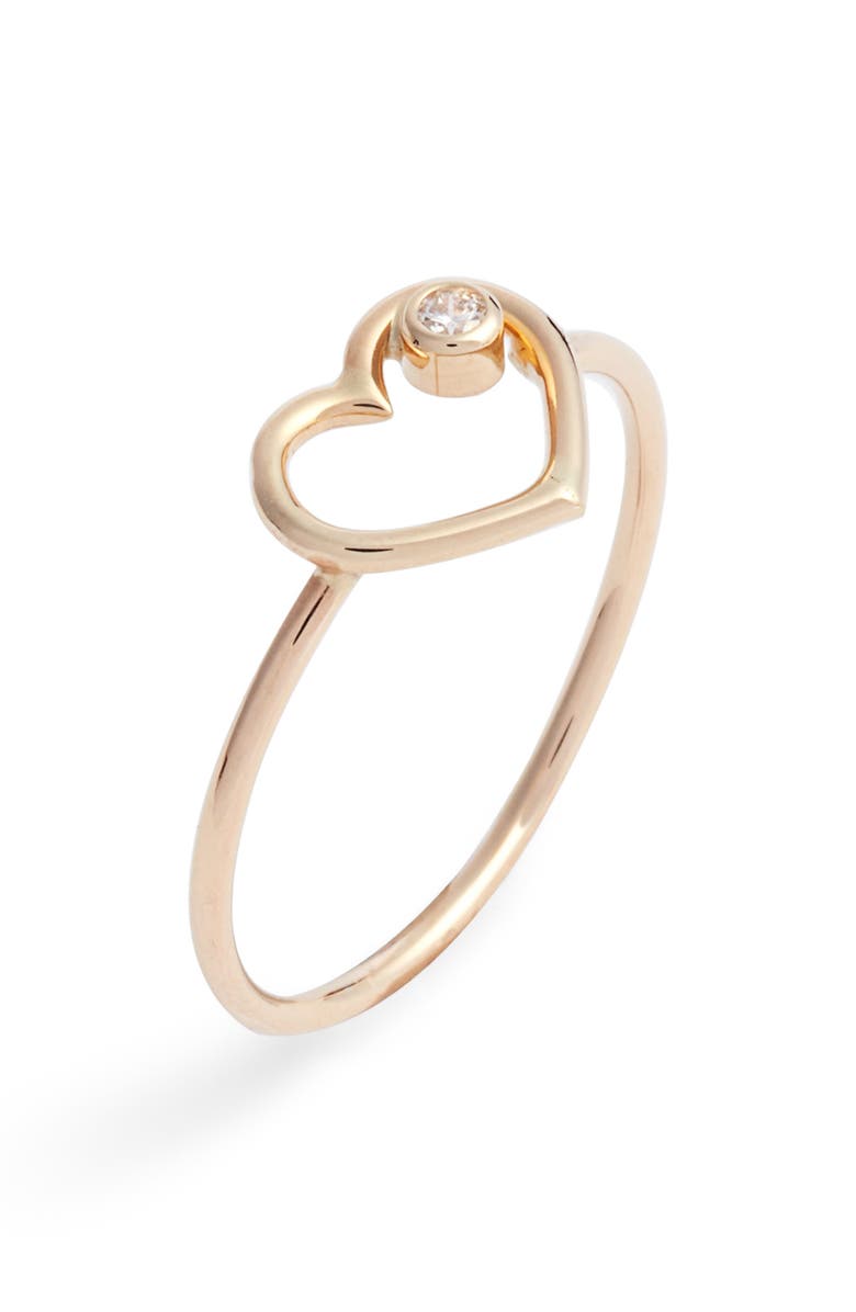 POPPY FINCH Heart of Diamond Ring, Main, color, YELLOW GOLD