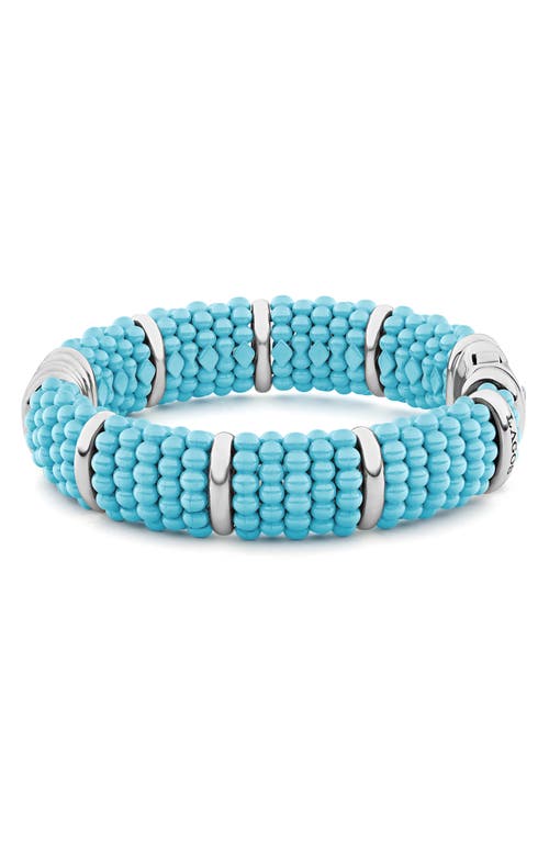 Shop Lagos Blue Caviar Ceramic Rope Bracelet In Silver/blue