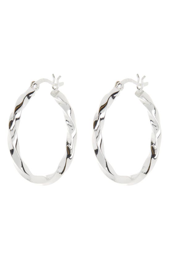 Argento Vivo Sterling Silver Twisted Hoop Earrings In Metallic