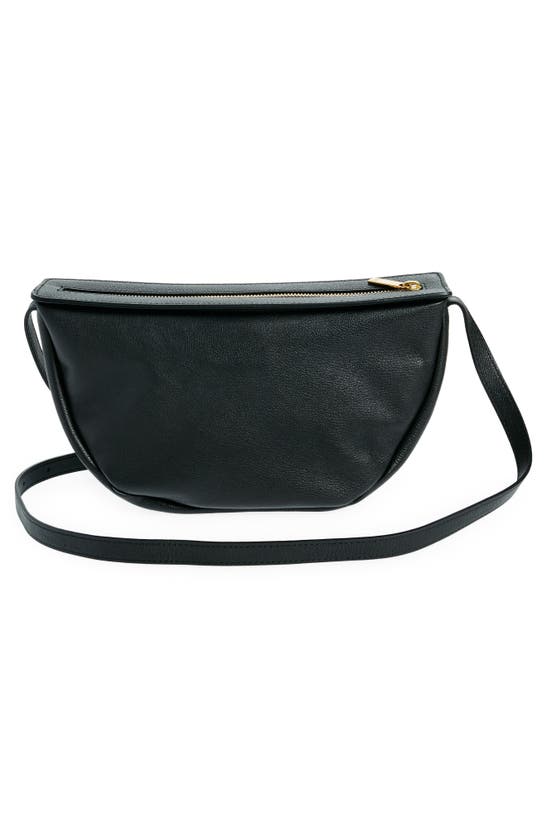 Shop Mansur Gavriel Moon Calfskin Leather Crossbody Bag In Black