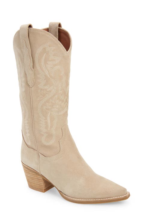 West - Cream and Beige Leather Boots