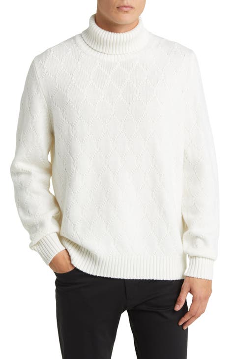 Slim Fit Fine-knit Turtleneck Sweater - White - Men