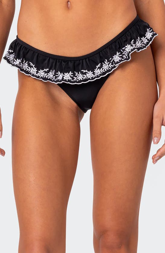 Shop Edikted Frilly Bikini Bottoms In Black