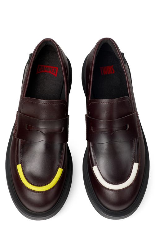 Shop Camper Dean Mismatched Penny Loafers In Burgundy