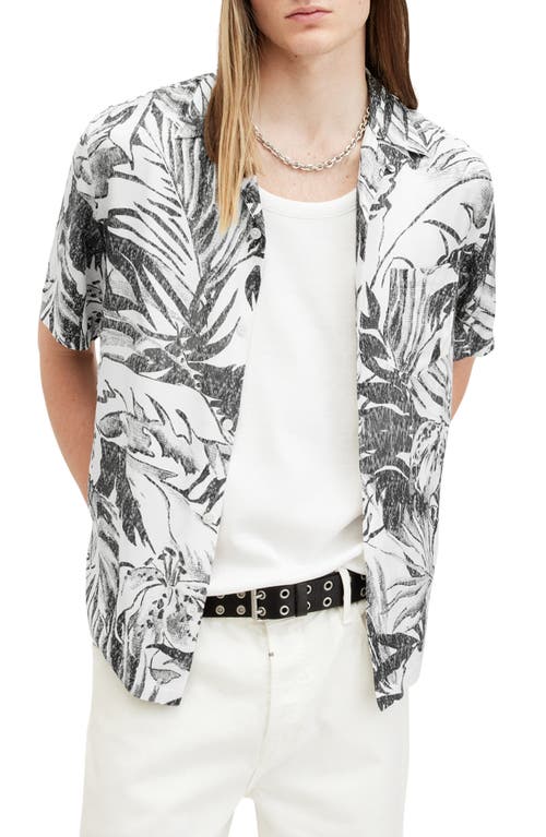 Shop Allsaints Pulse Palm Print Camp Shirt In Off White