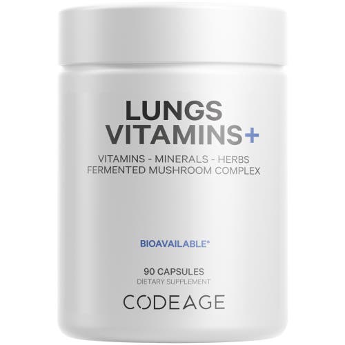 Codeage Lungs Vitamins, Milk Thistle, Zinc, Magnesium, Ginger, Mushrooms, Peppermint & Herbs, 90 ct in White at Nordstrom