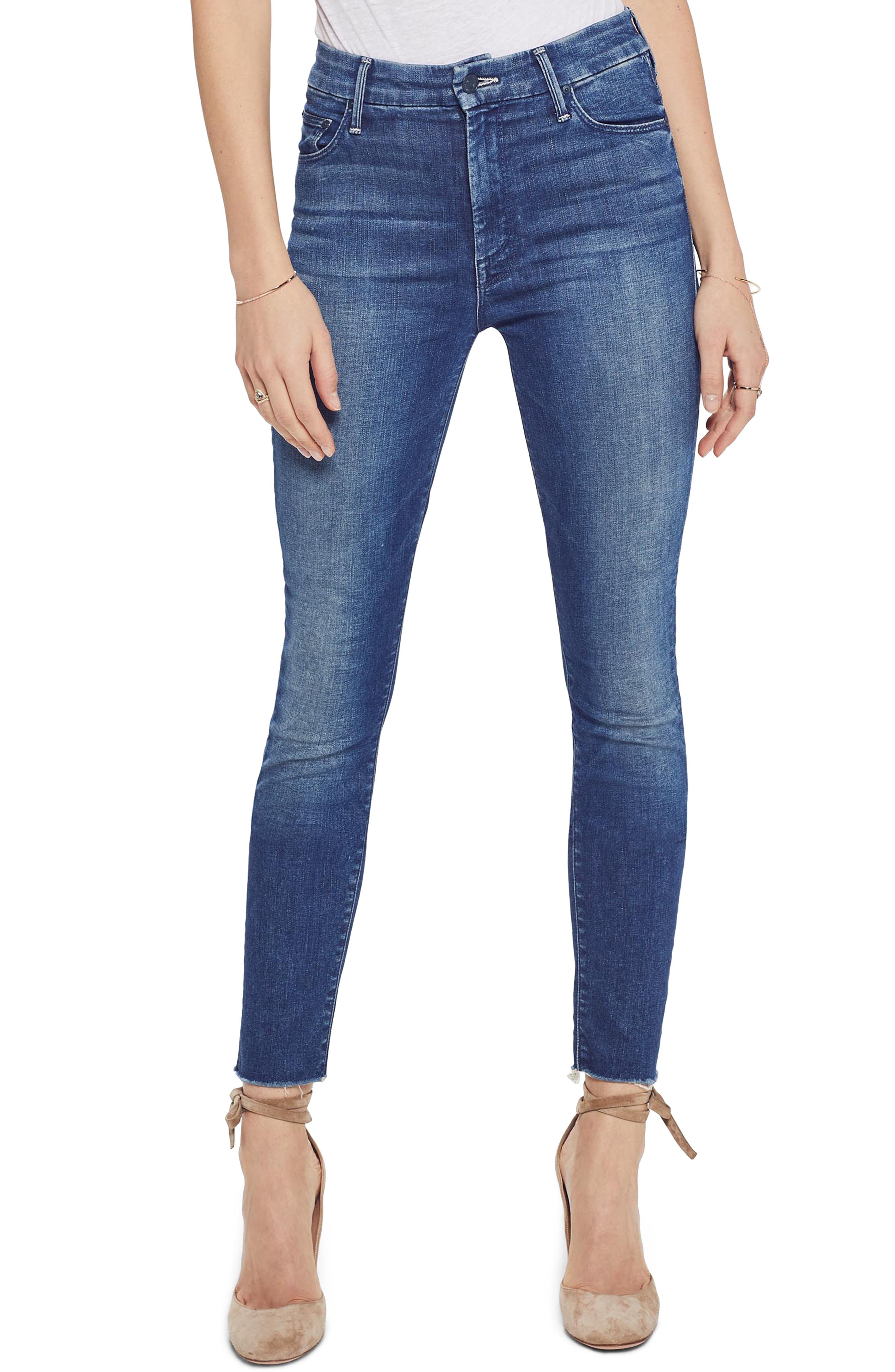 MOTHER The Looker High Waist Frayed Ankle Skinny Jeans (Lure Me In