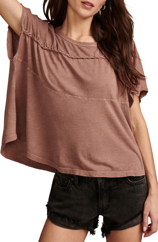 Shop Lucky Brand Braided Dolman Sleeve T-shirt In Friar Brown